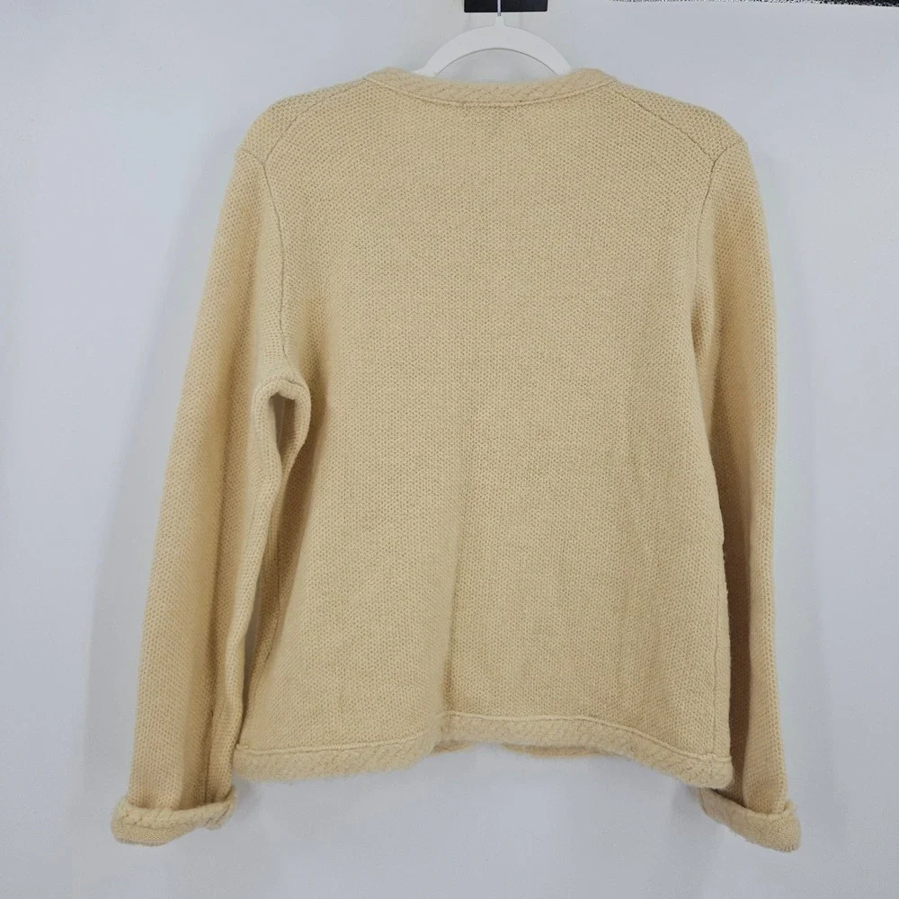 J. Crew Textured Sweater Lady Jacket Cream Gold Buttons Wool Alpaca Preppy S